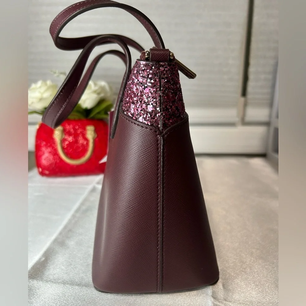 NWT Kate Spade burgundy glitter crossbody bag